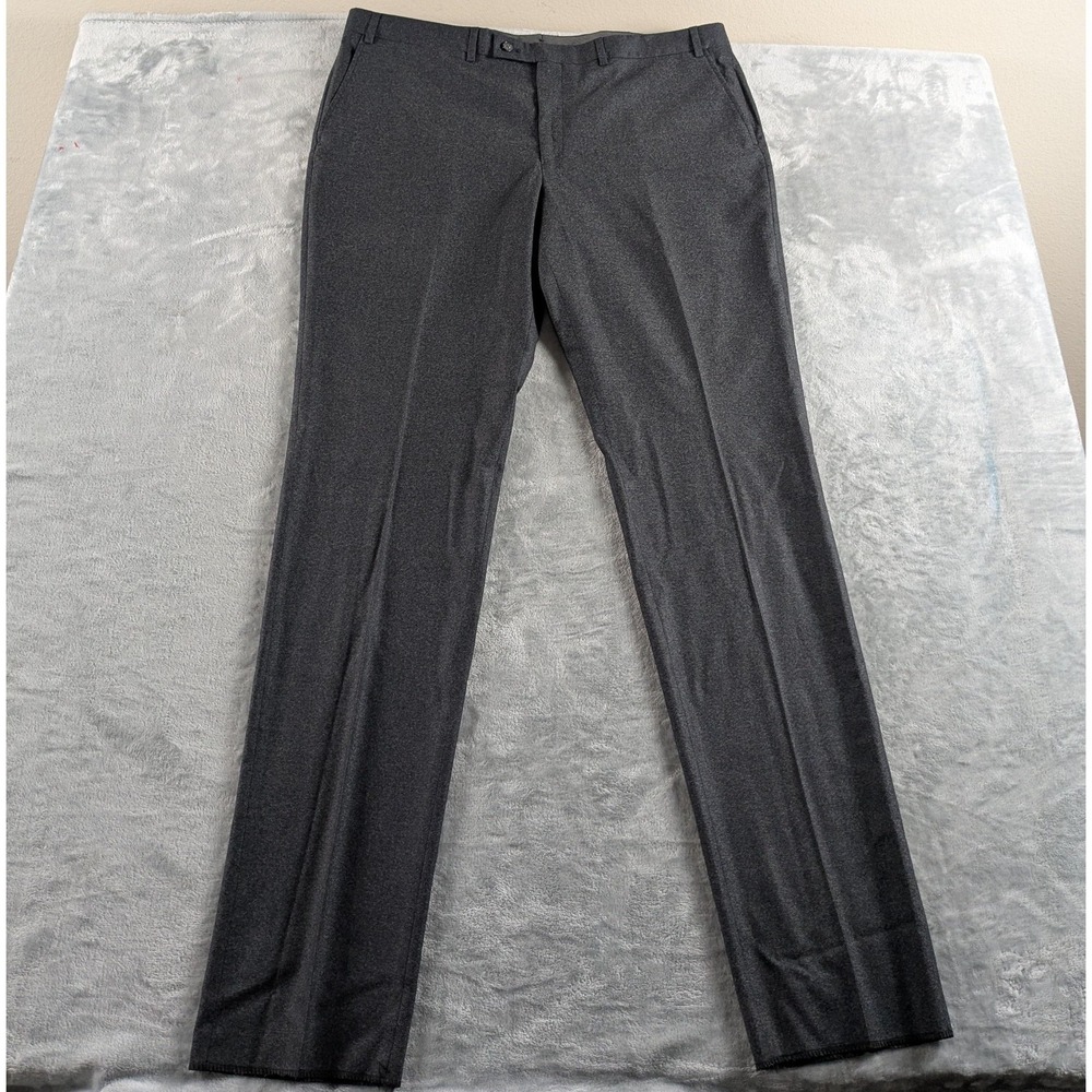 Robert Graham Dress Pants Mens 40R Gray Wool Unhemmed Tailored Fit Canada Made